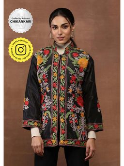 House of Chikankari - Aari Embroidered Women's Jacket-Black