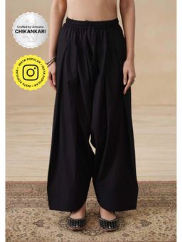 House of Chikankari - Womens Cotton Solid Womens Farshi Salwars-Black
