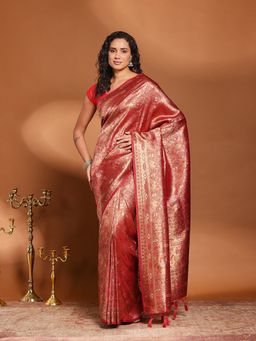 MEENA BAZAAR - Woven Red Art Silk Saree Without Blouse