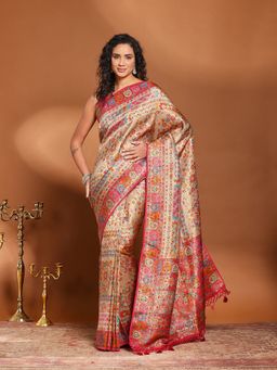 MEENA BAZAAR - Woven Beige Art Silk Saree Without Blouse