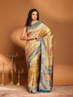MEENA BAZAAR - Woven Yellow Art Silk Saree Without Blouse