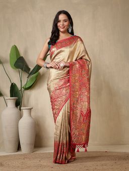 MEENA BAZAAR - Woven Gold Art Silk Saree Without Blouse