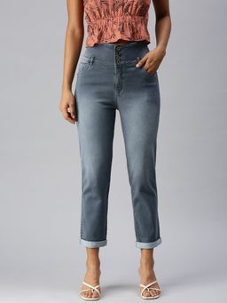SHOWOFFFF - Women Clean Look Grey Straight Fit Denim Jeans