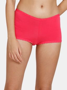 Zivame - Low Rise Full Coverage Boyshort Panty - Rose Red Red