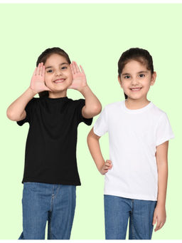 Nusyl - Girls Solid Black & White T-Shirt (Pack of 2)