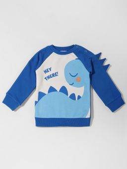 Nautinati - Printed Raglan Blue Sweatshirt for Boys