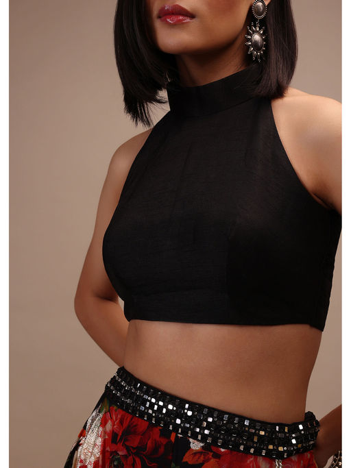 Buy KALKI FASHION Black Sleeveless Blouse In A High Collar A