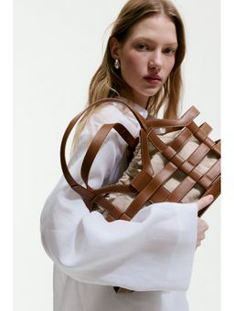 H&M - Women Brown Large drawstring-detail tote bag