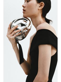 H&M - Women Silver Asymmetric metal clutch
