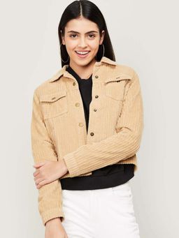 Xpose - Beige Textured Full Sleeves Jacket