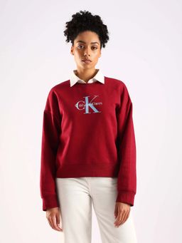 Calvin Klein - Red Solid Full Sleeves Sweatshirt