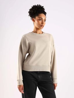 Calvin Klein - Grey Solid Full Sleeves Sweatshirt