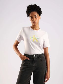 Calvin Klein - White Solid Half Sleeves T-Shirt
