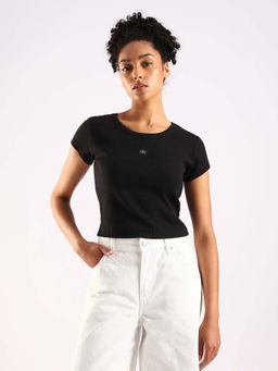 Calvin Klein - Black Textured Half Sleeves T-Shirt