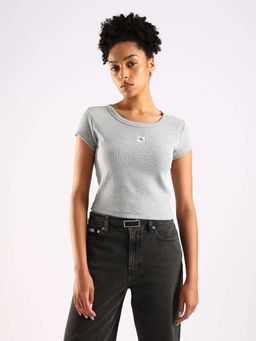 Calvin Klein - Grey Textured Half Sleeves T-Shirt
