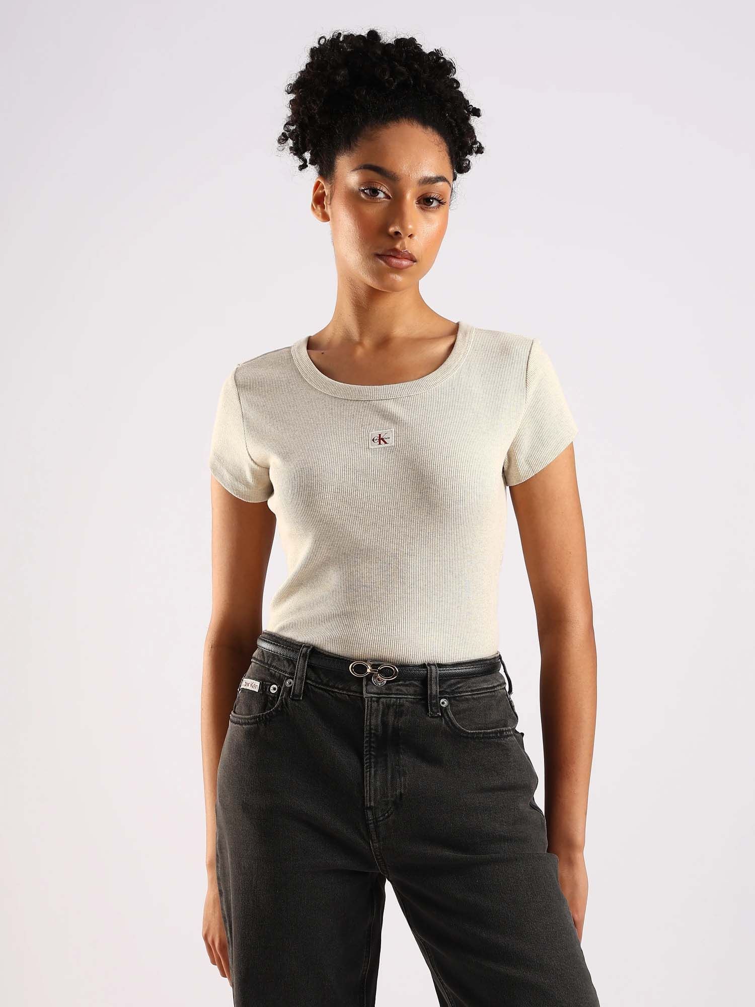 calvin klein Beige Textured Half Sleeves T-Shirt-picture-18