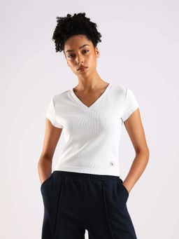 Calvin Klein - White Textured Half Sleeves T-Shirt