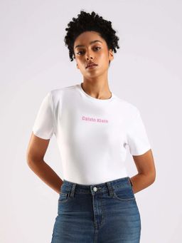 Calvin Klein - White Solid Half Sleeves T-Shirt