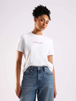Calvin Klein - White Solid Half Sleeves T-Shirt