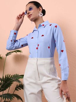 FITHUB - Blue Stripes Full Sleeves Shirt