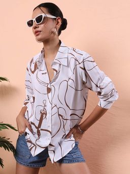 FITHUB - White Printed Full Sleeves Shirt