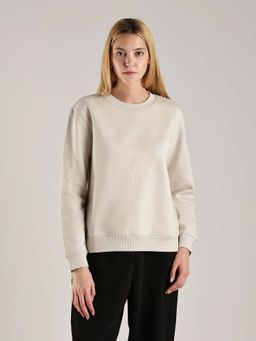 Calvin Klein - Beige Solid Full Sleeves Sweatshirt