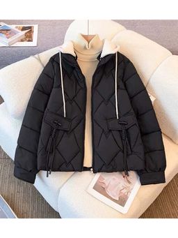 MISS MOSA BY AKANKSHA - Black Textured Full Sleeves Puffer Jacket