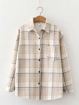 MISS MOSA BY AKANKSHA - Beige Checks Full Sleeves Shacket