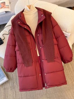 MISS MOSA BY AKANKSHA - Maroon Solid Full Sleeves Puffer Jacket