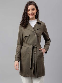 Latin Quarters - Olive Solid Full Sleeves Coat