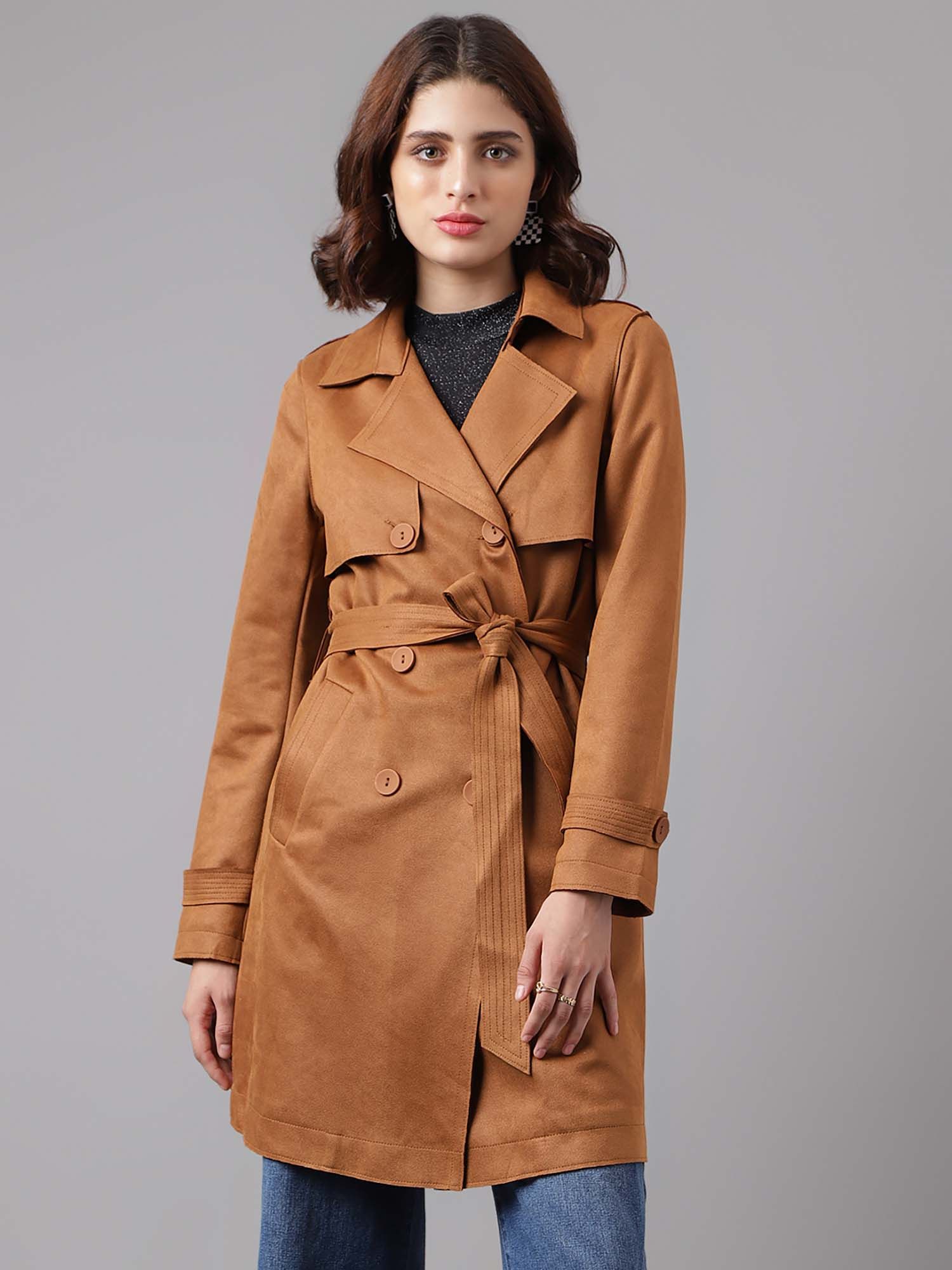 latin quarters Brown Solid Full Sleeves Coat-picture-11