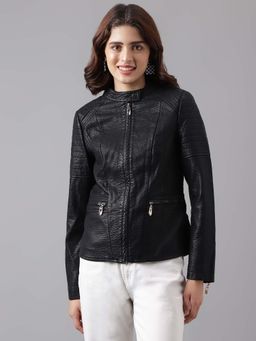 Latin Quarters - Black Solid Full Sleeves Jacket
