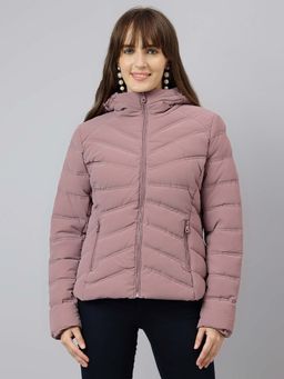 Latin Quarters - Purple Textured Full Sleeves Puffer Jacket