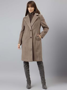 Latin Quarters - Brown Solid Full Sleeves Coat