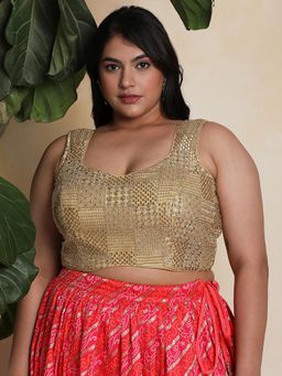 SALWAR STUDIO - Women's Gold Silk Blend Stitched Blouse