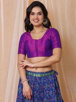 SALWAR STUDIO - Women's Purple Mulbury Silk Stitched Blouse