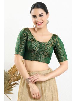 SALWAR STUDIO - Women's Bottle Green Jacquard Stitched Blouse