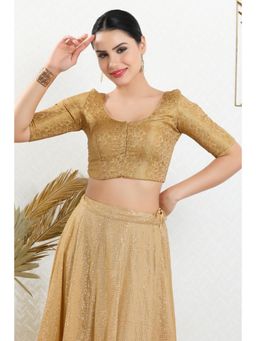SALWAR STUDIO - Women's Beige Jacquard Stitched Blouse