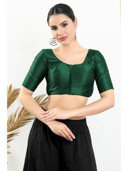 SALWAR STUDIO - Women's Bottle Green Art Silk Stitched Blouse