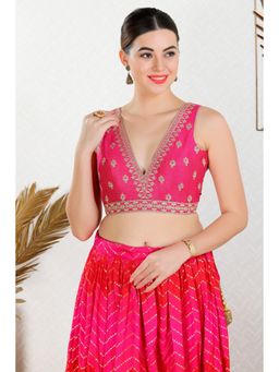 SALWAR STUDIO - Pink Mulbury Silk Embroidered Stitched Blouse