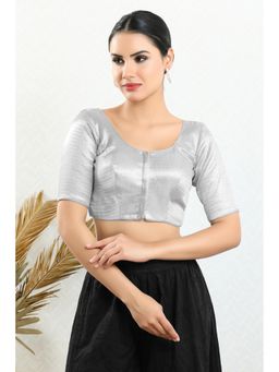 SALWAR STUDIO - Silver Shimmer Woven Stitched Blouse