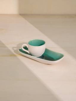 Freedom Tree - Midori Emerald Green Ceramic Food Platter With Cup (150ml)