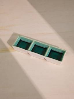 Freedom Tree - Midori Emerald Green Ceramic Three Part Food Platter Tray (120ml)