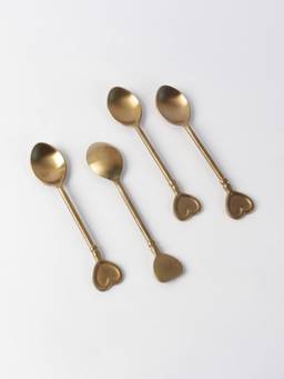 Freedom Tree - Golden Heart Dull Gold Brass Dessert Spoon
