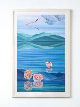 Freedom Tree - Pangong Lake Water Blue Wall Art With Acrylic Frame