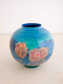 Freedom Tree - Pangong Lake Water Blue Metal & Enamel Flower Vases