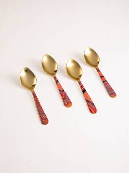 Freedom Tree - Earth Core Mineral Red Steel & Enamel Dessert Spoon