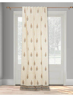 Fabindia - Beige Nafisa Cotton Hand Block Printed Curtain (9 Feet)