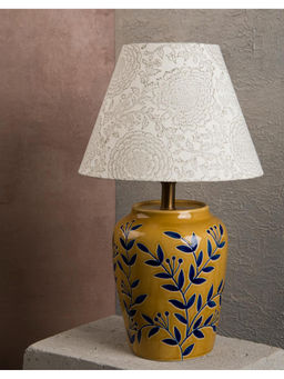 Fabindia - White Printed Fabric Lamp Shade (L)