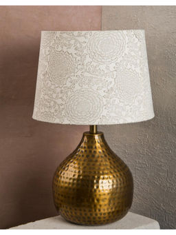 Fabindia - White Printed Fabric Lamp Shade (S)
